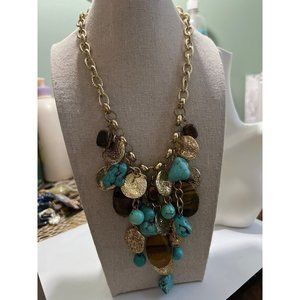 Howlite & Tiger Eye Charm Necklace -- 18"